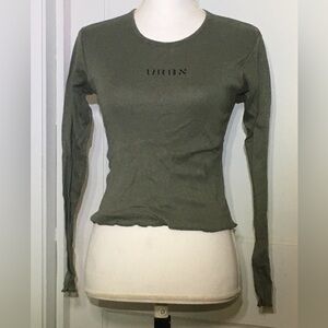Free People Khaki Long-Sleeve Tee